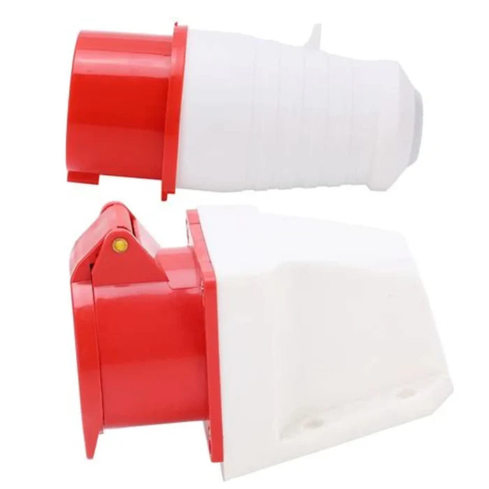 16A 4-Pin Industrial Plug & Wall Mount Socket (Male & Female) | IP44 | 3P+E Power Connector Set