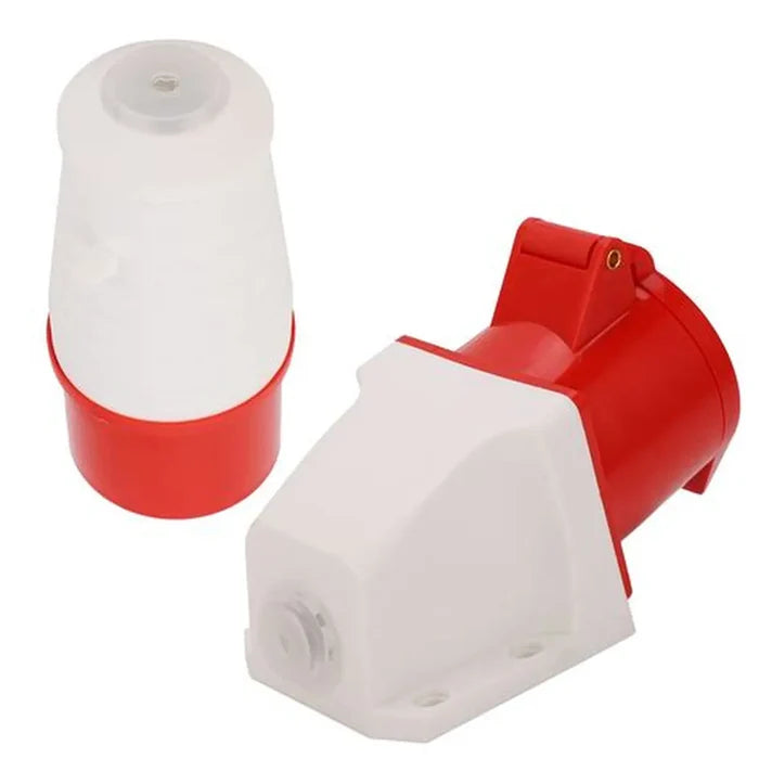 16A 4-Pin Industrial Plug & Wall Mount Socket (Male & Female) | IP44 | 3P+E Power Connector Set
