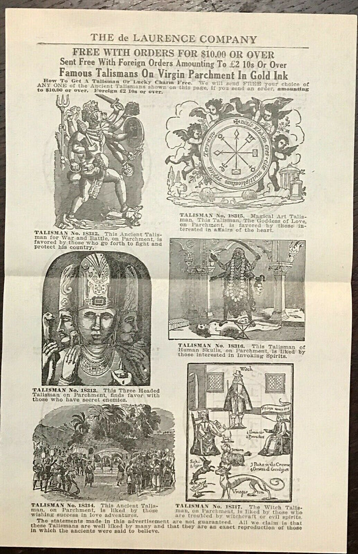 1920s DE LAURENCE OCCULT CATALOG ADS - TALISMANS SEALS DIVINATION ANGELS DEMONS