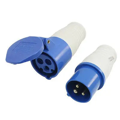 3-Pin 32A Industrial Plug & Socket Set (Male + Female) – IP44 Rated | Complete Splash-Proof Power Connection Kit
