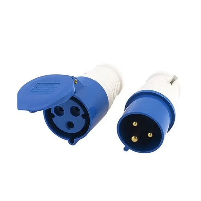 3-Pin 32A Industrial Plug & Socket Set (Male + Female) – IP44 Rated | Complete Splash-Proof Power Connection Kit