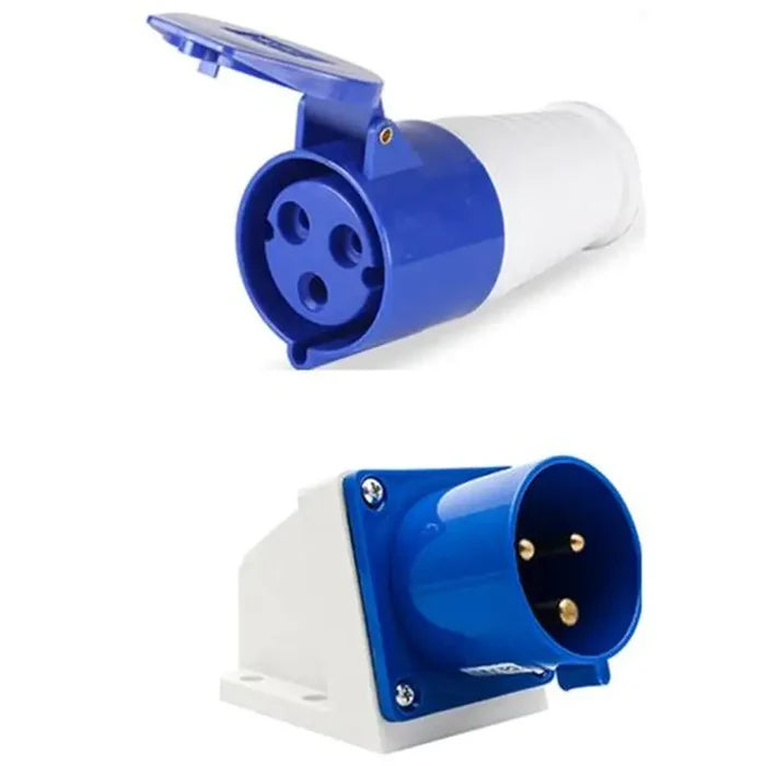 3-Pin 32A Industrial Plug & Wall-Mount Socket Set – IP44 Rated | Male Plug + Splash-Proof Wall Socket Combo