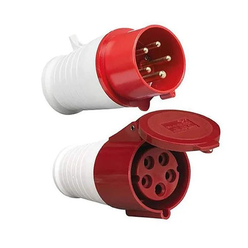 32A 5-Pin Straight Industrial Plug & Socket (Male & Female) – IP44 | 400V (3P+N+E)