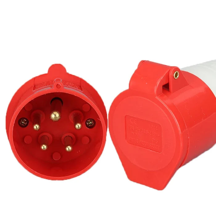 32A 5-Pin Straight Industrial Plug & Socket (Male & Female) – IP44 | 400V (3P+N+E)