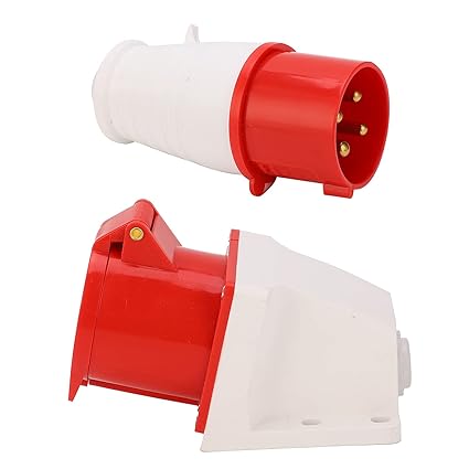 32A 5-Pin Wall-Mount Industrial Plug & Socket (Male & Female) – IP44 | 400V (3P+N+E)