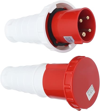 4-Pin 63A Industrial Plug & Socket Set (Male & Female) – IP44 Rated