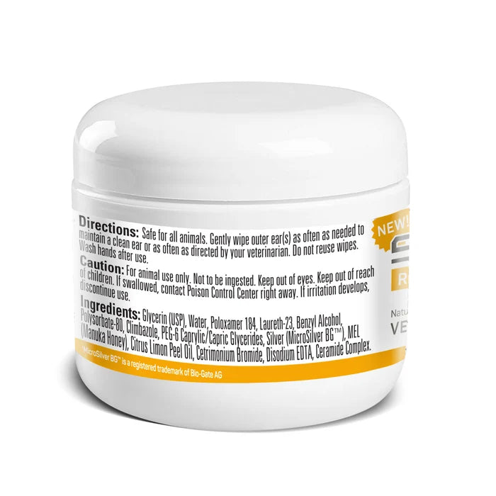 Absorbine Pet - Silver Honey Rapid Ear Care Vet Strength Pet Wipes, 50ct, Manuka Honey & MicroSilver BG