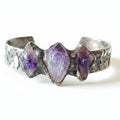 Amethyst Bracelet Raw Purple Textured Brutalist Cuff