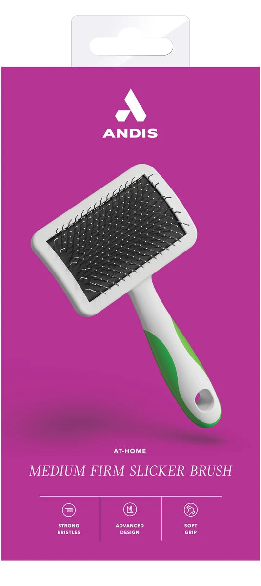 Andis Medium Firm Slicker Brush - Green/White - VBL
