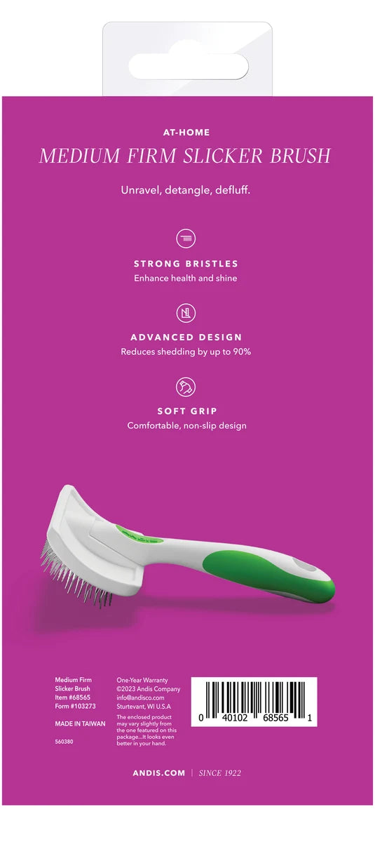 Andis Medium Firm Slicker Brush - Green/White - VBL