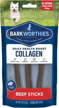 Barkworthies Collagen Beef Sticks Plain 6" 3pk