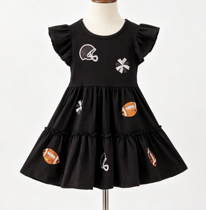 Black Sequin Football Dress