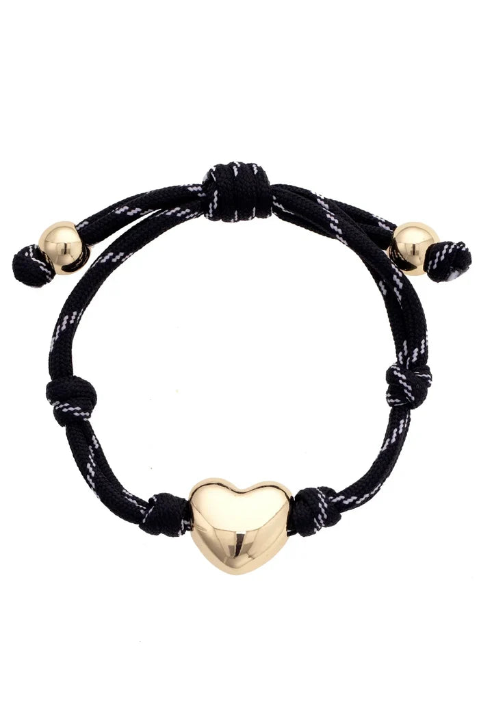 Blaine Puffy Heart Paracord Bracelet -Black