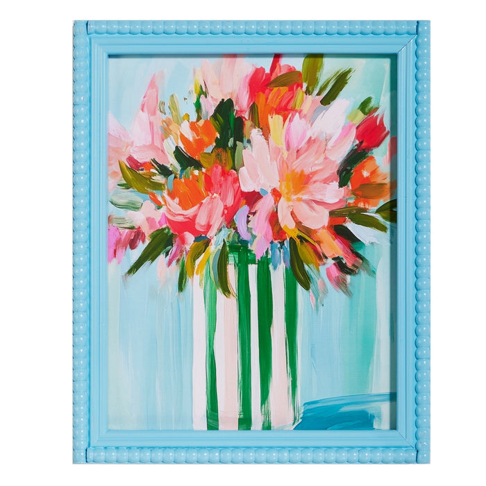 Blue Floral Haze Beaded Framed Print