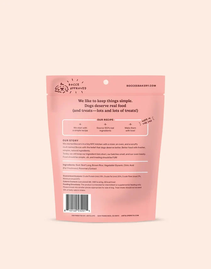 Bocce's Bakery Beefin' Up Jerky Protein Cuts Dog Treats 5oz