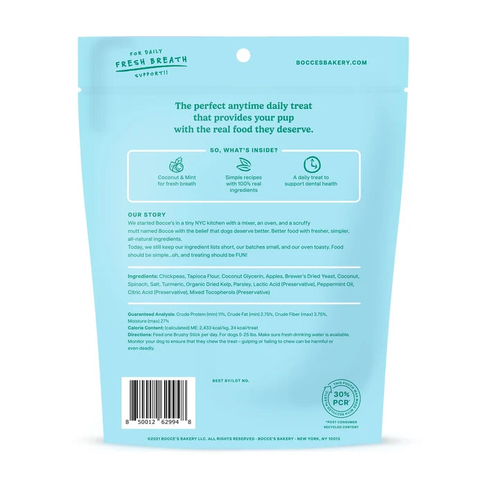 Bocce's Bakery Dailies Brushy Sticks Small Dog Dental Treats 13oz
