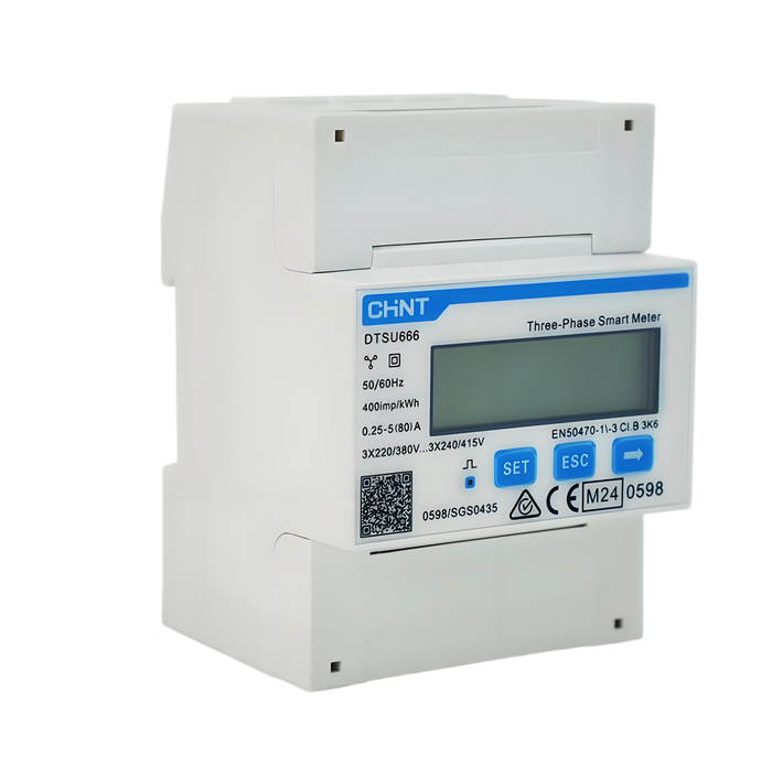 CHINT DTSU666 DIN-Rail Three Phase Energy Meter 3×230/400V 5(80)A Digital kWh Meter Cat. #195291