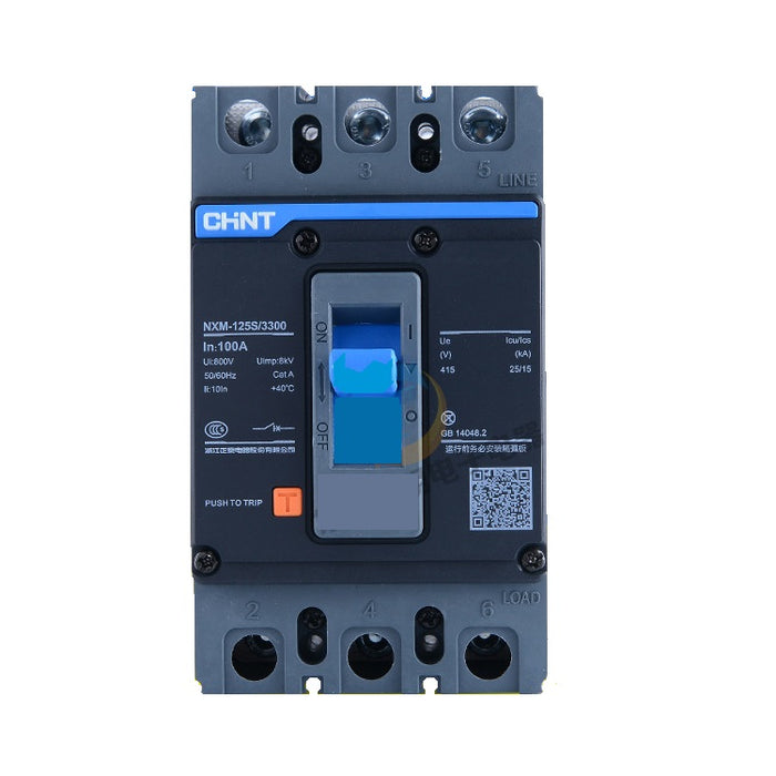 Chint NXM-125S/3300 MCCB | 100A | 3-Pole | 36kA | Thermal-Magnetic | 690V AC