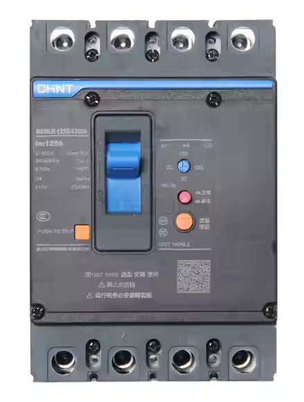 CHINT NXMLE-160S/3300 ELCB – 160A, 3P, Earth Leakage MCCB (100/200/300mA Adjustable)