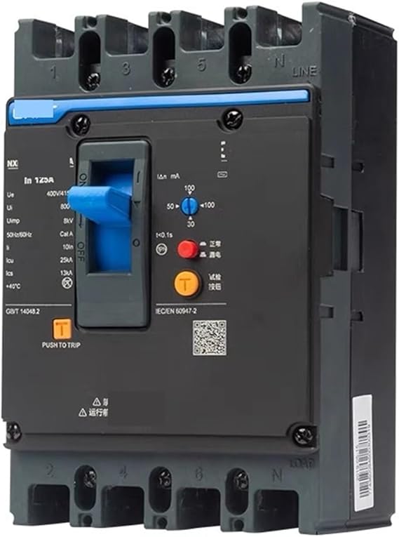 CHINT NXMLE-160S/4300 ELCB – 125A, 3P, Earth Leakage MCCB (100/200/300mA Adjustable, 50kA)