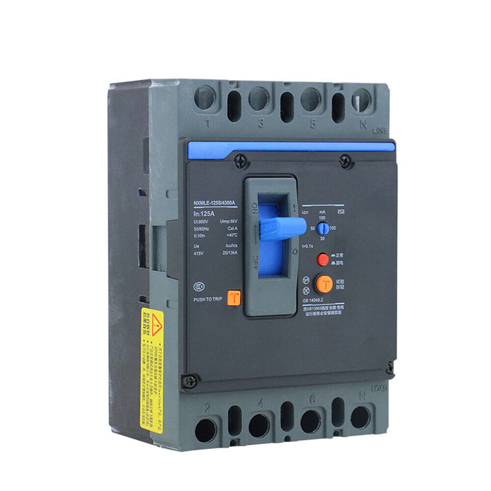 CHINT NXMLE-250S/3300 ELCB – 250A, 3P, Earth Leakage MCCB (100/200/300mA Adjustable)