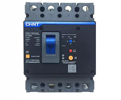 CHINT NXMLE-250S/4300 ELCB – 250A, 4P, Earth Leakage MCCB (100/200/300mA Adjustable, 50kA)
