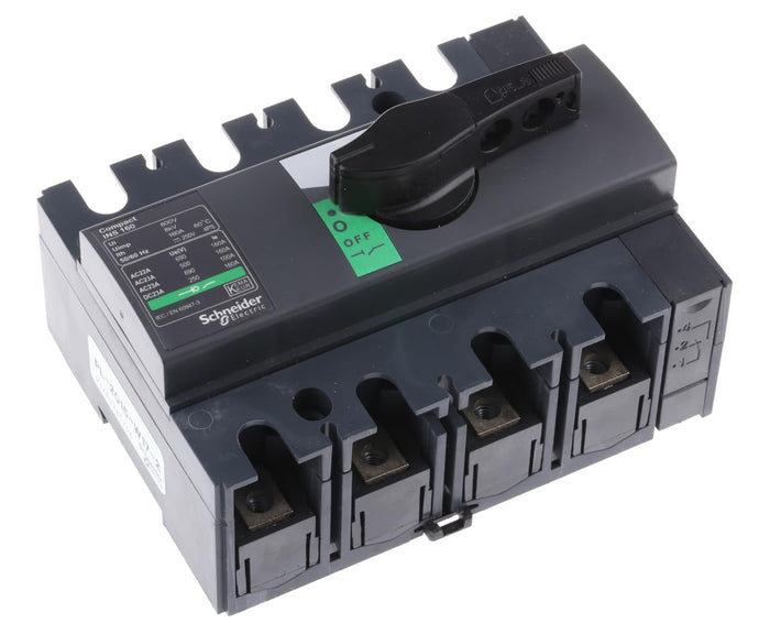 Compact INS125 4-Pole 125A Switch-Disconnector with Black Rotary Handle (IEC 60947-3) – Schneider Electric