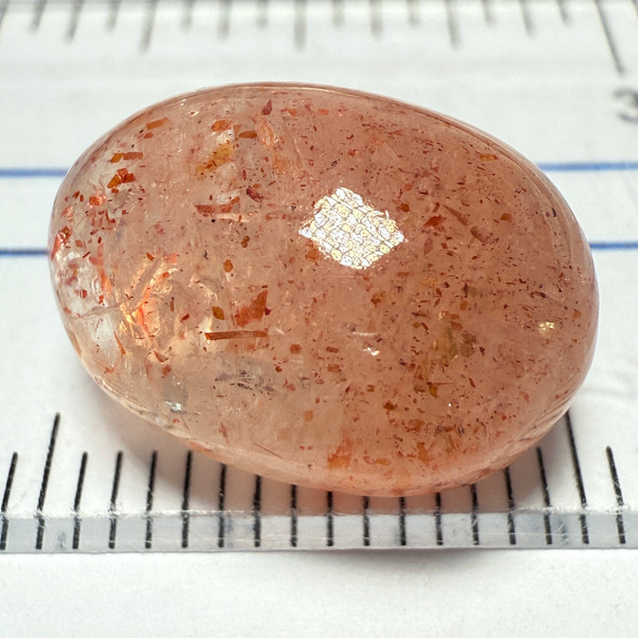 Confetti Sunstone Cabochon, 11.00ct, Tanzania, Untreated Unheated, flat backed