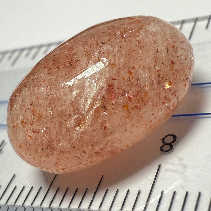 Confetti Sunstone Cabochon, 15.38ct, Tanzania, Untreated Unheated, flat backed