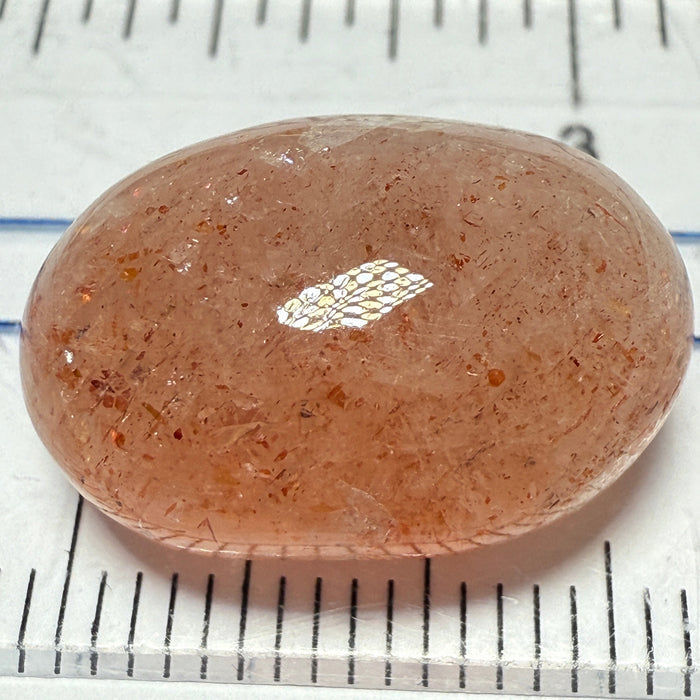 Confetti Sunstone Cabochon, 15.38ct, Tanzania, Untreated Unheated, flat backed
