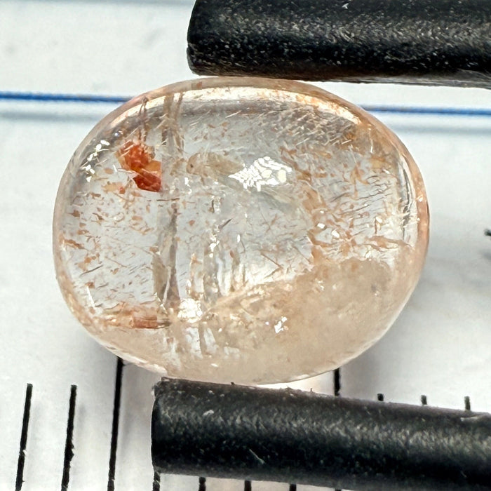 Confetti Sunstone Cabochon, 1.55ct, Tanzania, Untreated Unheated, flat backed