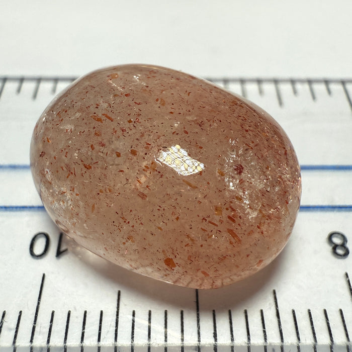 Confetti Sunstone Cabochon, 19.35ct, Tanzania, Untreated Unheated, flat backed