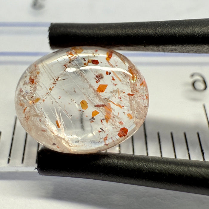 Confetti Sunstone Cabochon, 2.06ct, Tanzania, Untreated Unheated, flat backed