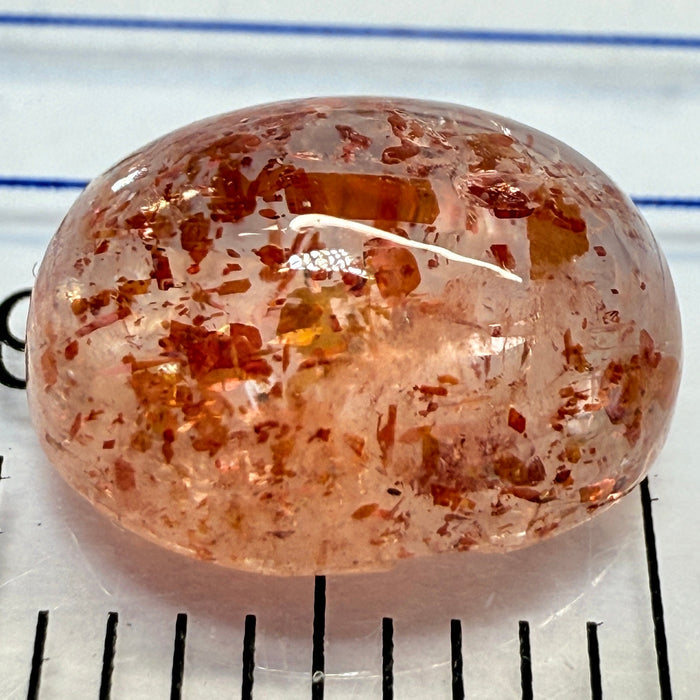 Confetti Sunstone Cabochon, 2.99ct, Tanzania, Untreated Unheated, flat backed