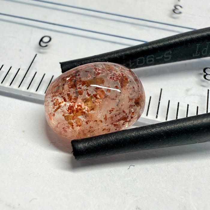 Confetti Sunstone Cabochon, 2.99ct, Tanzania, Untreated Unheated, flat backed