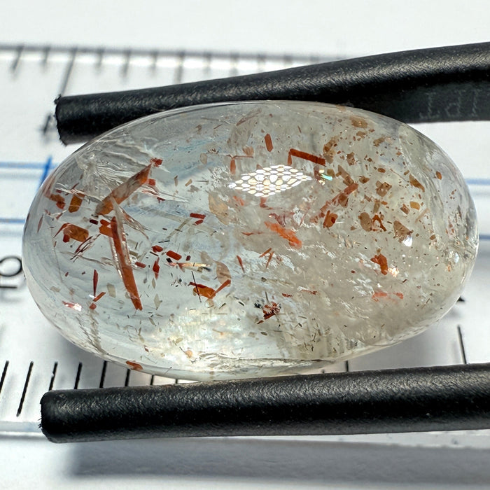 Confetti Sunstone Cabochon, 9.80ct, Tanzania, Untreated Unheated, flat backed