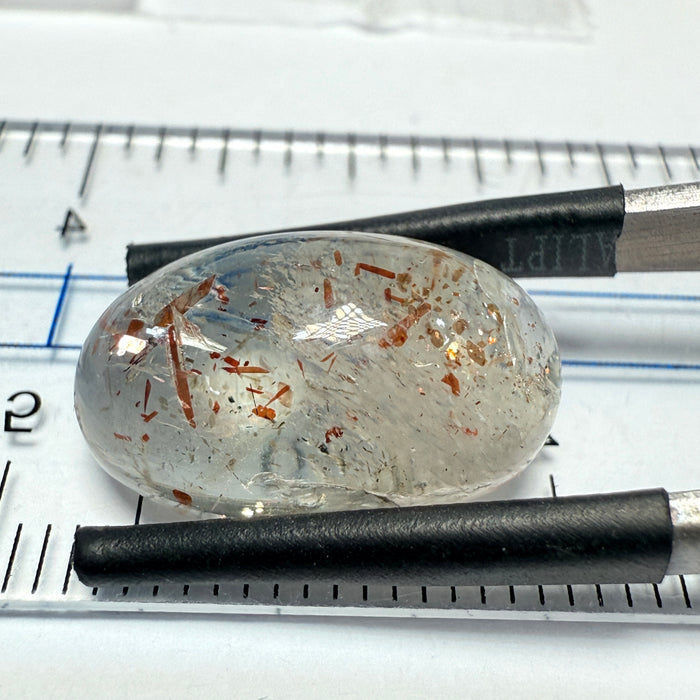 Confetti Sunstone Cabochon, 9.80ct, Tanzania, Untreated Unheated, flat backed