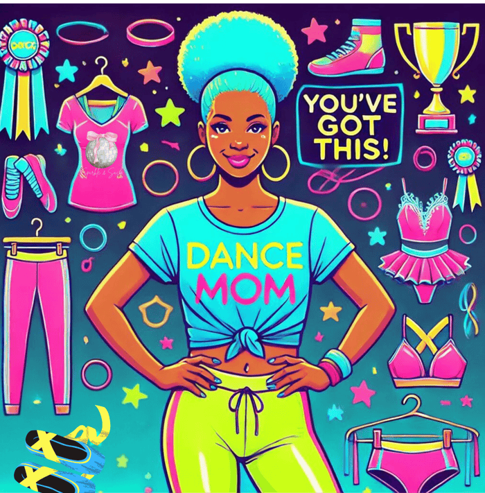Dance Mom: You've Got This - Darker Skin Tone Mom - Blue Hair - Women's Flowy Racerback Tank - Whippie's