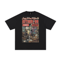Black t-shirt with a graphic design of a comic book cover featuring the title 'Either/Or' by Elliott Smith