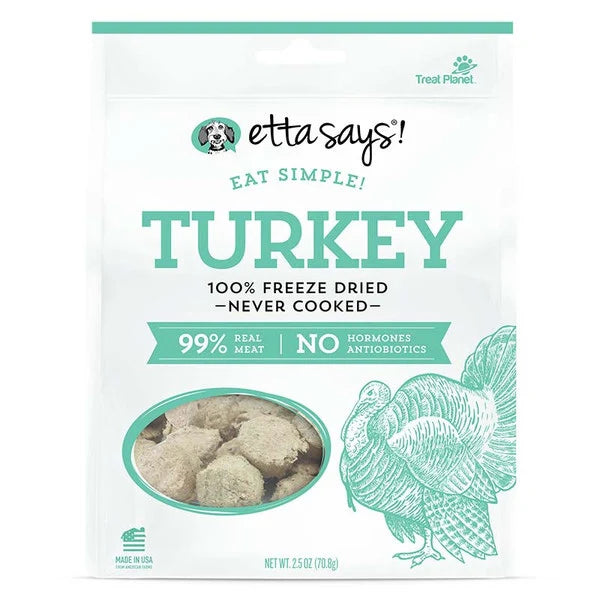 Etta Says! Eat Simple! 100% Freeze Dried Dog Treats Turkey 2.5oz