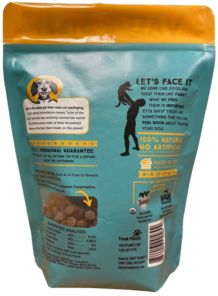 Etta Says! Sit! Dog Training Treats Peanut Butter Recipe Value Bag 16oz