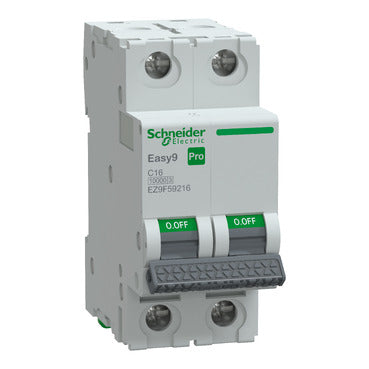 EZ9F56263 Schneider Electric Easy9 2-Pole 63A MCB – C Curve, 10kA, IEC 60898-1 Compliant