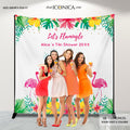 Flamingo Luau Backdrop – Tropical Party Photo Booth (Printed or Digital)