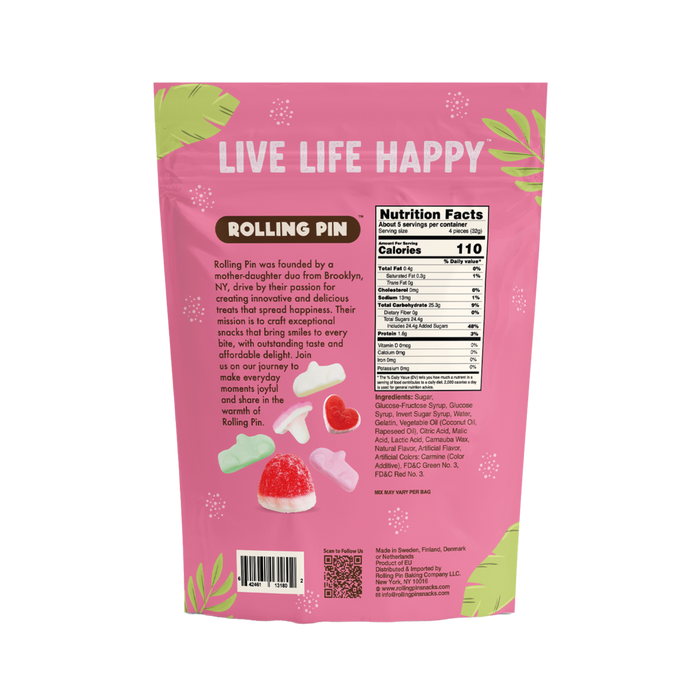 Back of the Foam Party Mix bag with nutrition facts and ingredients