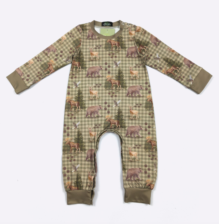 Gingham Woodland Boy Romper