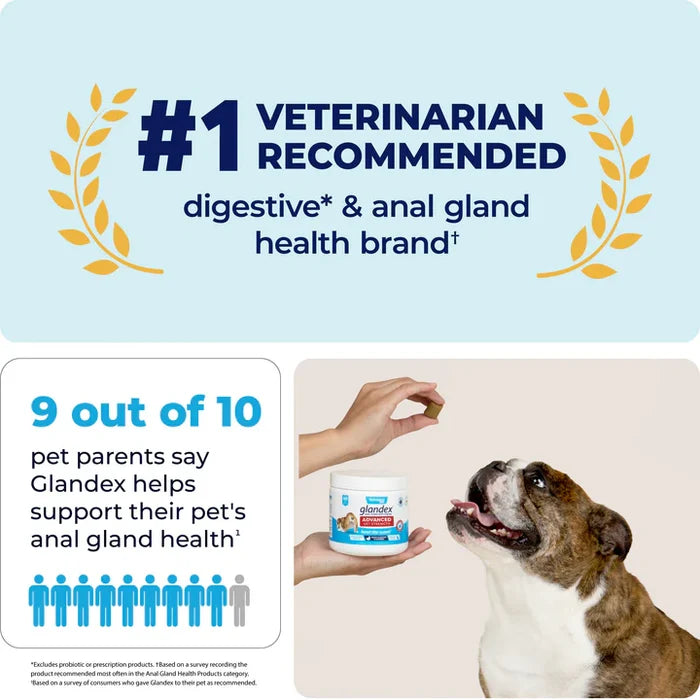 Glandex Anal Gland Support Soft Chews - Duck & Bacon Flavor 120 ct.
