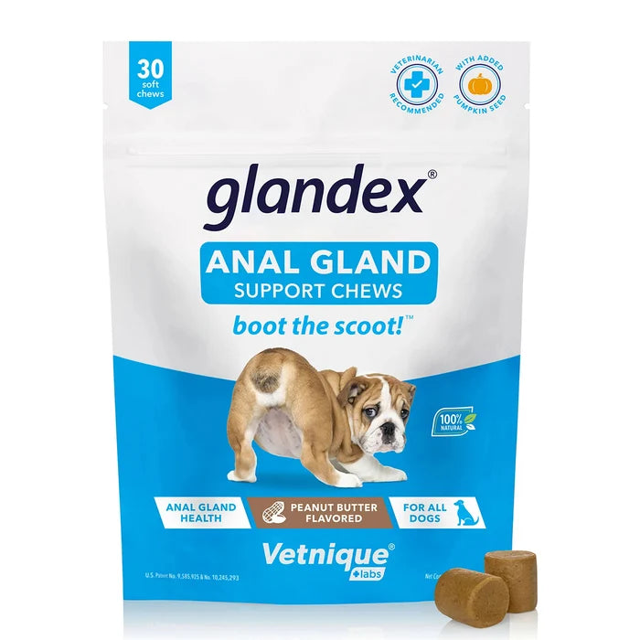 Glandex Anal Gland Support Soft Chews - Peanut Butter Flavor 30 ct.