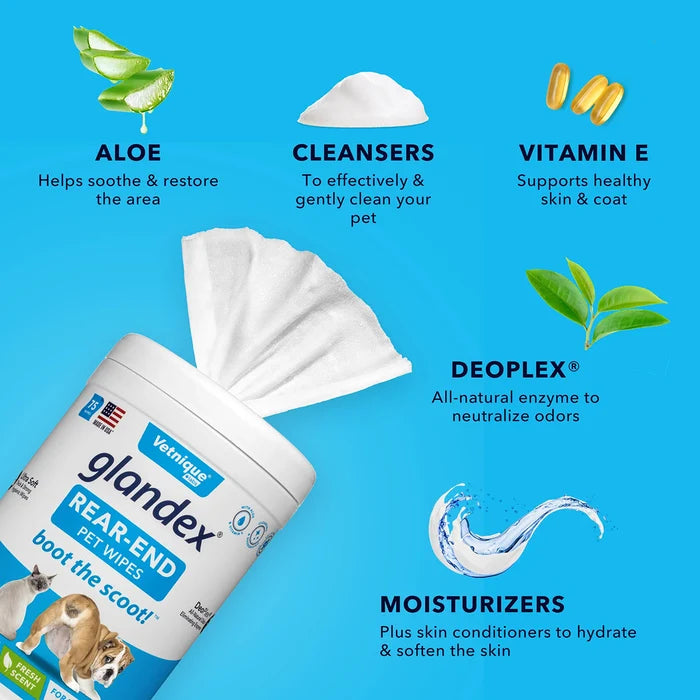 Glandex Rear End Pet Wipes Package