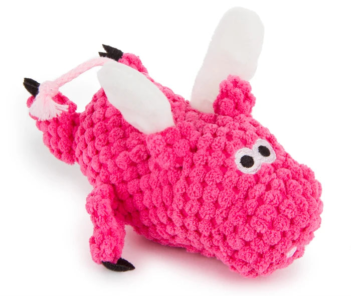 goDog Checkers Just For Me Flying Pig Squeaky Plush Dog Toy Mini