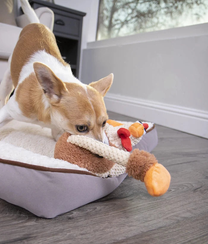 goDog Just For Me Skinny Brown Rooster w/Chew Guard Plush Dog Toy